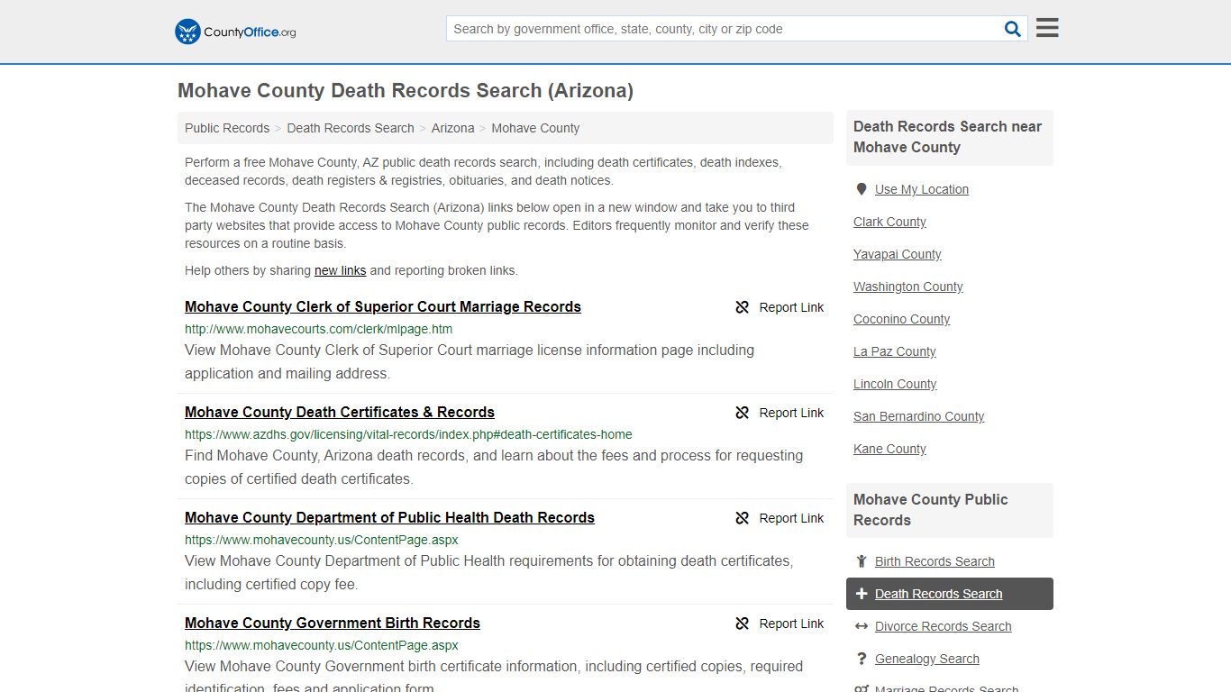 Death Records Search - Mohave County, AZ (Death ...