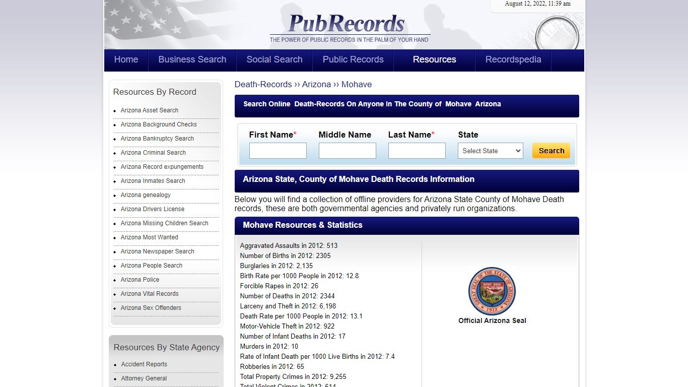 Mohave County, Arizona Death Records