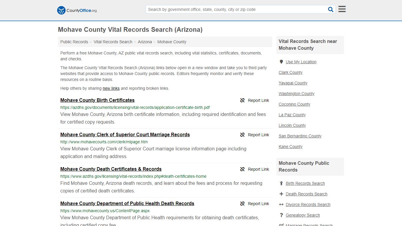Vital Records Search - Mohave County, AZ (Birth, Death ...